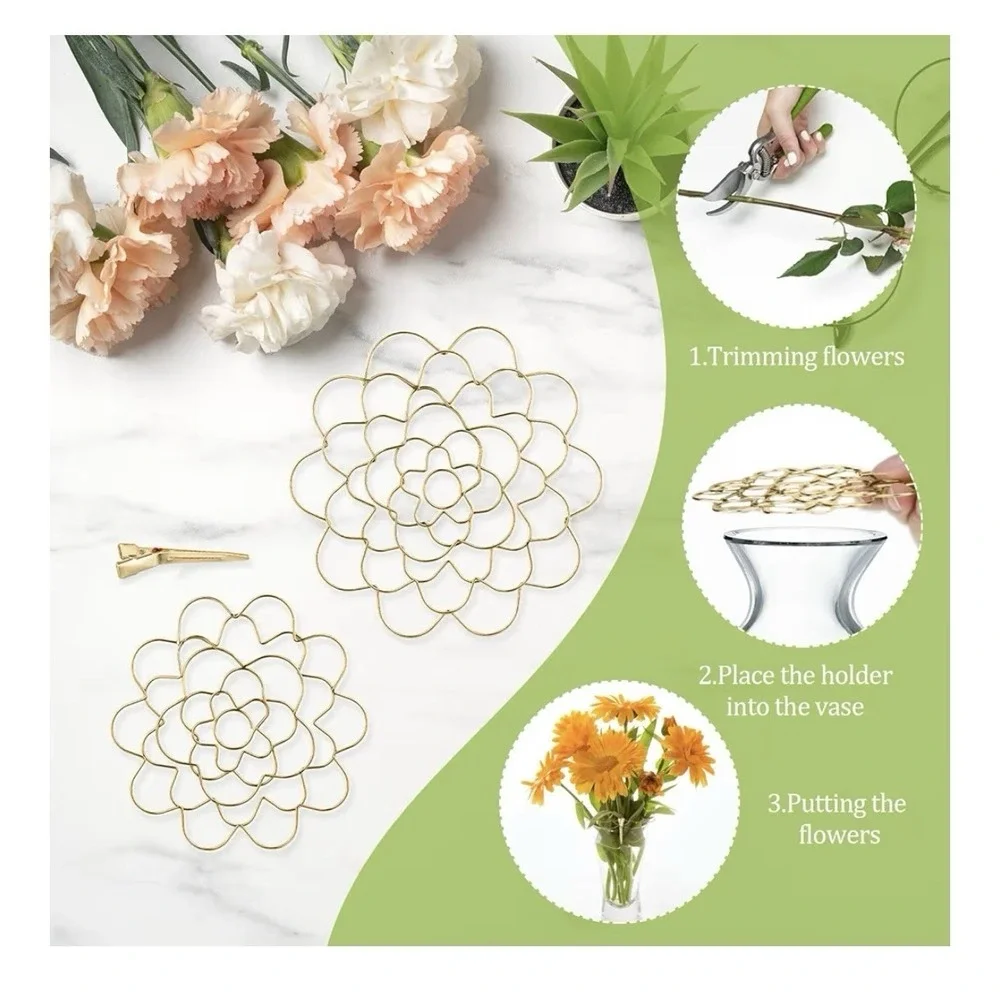 Flower Arranger Holder, Floral Arrangement Holder Bouquet Twister‎ Reusable Gold